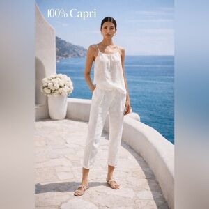 100% Capri White Linen Capri Pants – Italian Resort Luxury NWOT